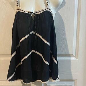 Victoria's Secret Black Camisole with White Lace Trim